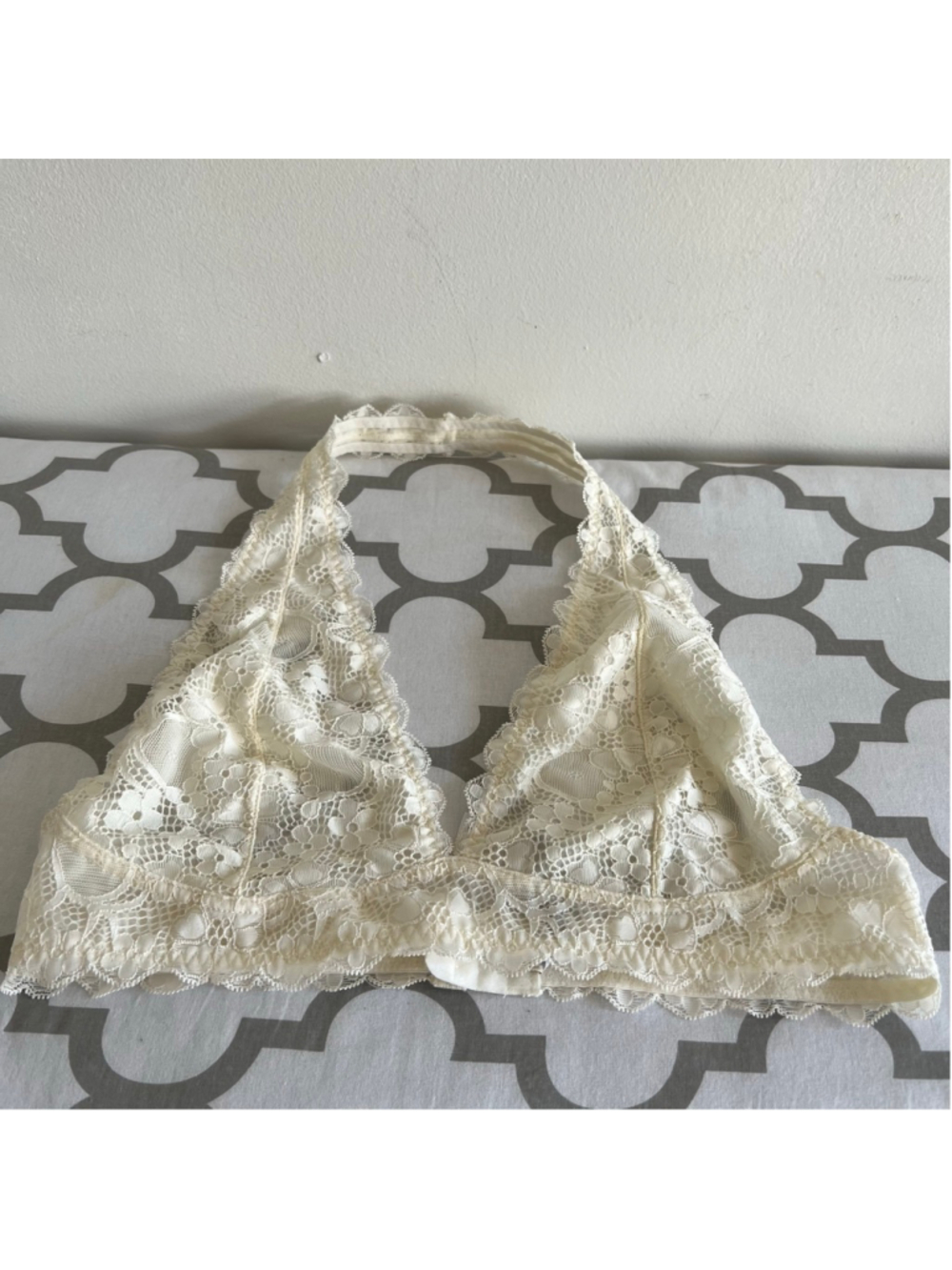 Free People Ivory Lace Halter Bralette L